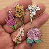 10pcs Flower Charm for Jewelry Making Enamel Necklace Pendant Keychain