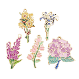 10pcs Flower Charm for Jewelry Making Enamel Necklace Pendant Keychain