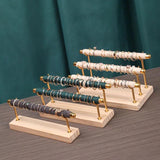 3-layer Jewelry Display Rack Wood Sponge Rod Ring Storage