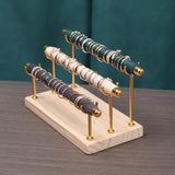 3-layer Jewelry Display Rack Wood Sponge Rod Ring Storage