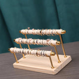 3-layer Jewelry Display Rack Wood Sponge Rod Ring Storage