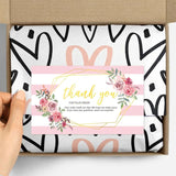 Pink Thank You Order Gift Cards Foil Greeting Box Decoration