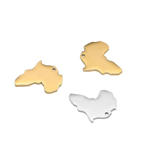 5pcs Africa Map Pendant Charm Accessories Stainless Steel Bright Finish