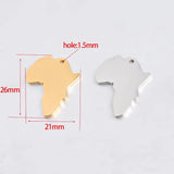 5pcs Africa Map Pendant Charm Accessories Stainless Steel Bright Finish