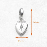 Vintage Heart Locket Charm Pendant, 925 Sterling Silver