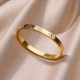 Zircon Evil Eye Bracelet Stainless Steel Plated Bangle