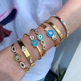 Zircon Evil Eye Bracelet Stainless Steel Plated Bangle