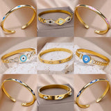 Zircon Evil Eye Bracelet Stainless Steel Plated Bangle