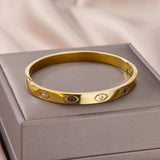 Zircon Evil Eye Bracelet Stainless Steel Plated Bangle