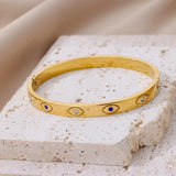 Zircon Evil Eye Bracelet Stainless Steel Plated Bangle