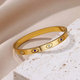 Zircon Evil Eye Bracelet Stainless Steel Plated Bangle