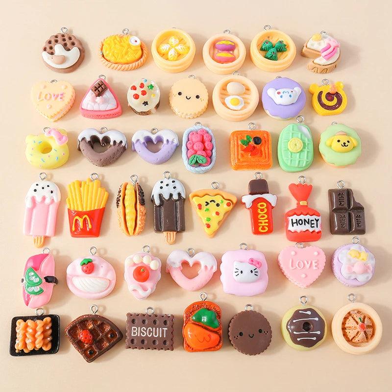 15Pcs Mix Resin Funny Food Charms for DIY Jewelry