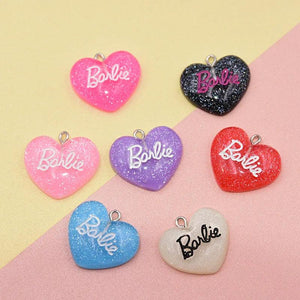 10pcs Heart Glitter Charms for Jewelry Making DIY Pendant Accessories