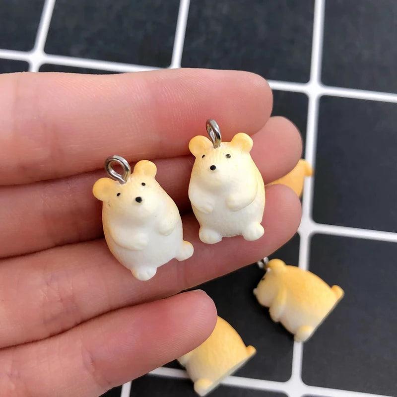 10pcs Mini Hamster Animal Charms Resin DIY Jewelry Pendants