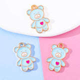 20Pcs Mixed Enamel Bear Pendant Charm DIY Jewelry Making Accessories