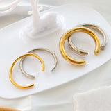 Stainless Steel Plated Thick Tube Open Bangle Cuff Bracelet