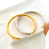 Stainless Steel Plated Thick Tube Open Bangle Cuff Bracelet