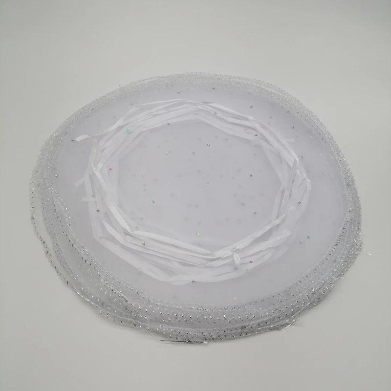 100pcs Round Drawstring Organza Jewelry Bags 25cm/35cm/40cm