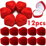 Velvet Red Heart Shaped Jewelry Ring Box Earring Display Holder