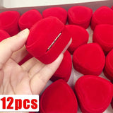 Velvet Red Heart Shaped Jewelry Ring Box Earring Display Holder