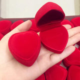 Velvet Red Heart Shaped Jewelry Ring Box Earring Display Holder