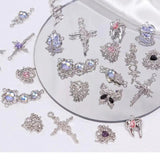 5PCS Alloy Moon Rose Heart Cross Charms DIY Beading Material Necklace Pendant
