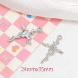 5PCS Alloy Moon Rose Heart Cross Charms DIY Beading Material Necklace Pendant