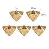 4pcs Natural Stone Stainless Steel Pendants Twisted Triangle Charm Dangle