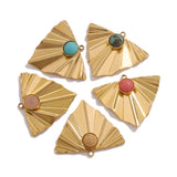 4pcs Natural Stone Stainless Steel Pendants Twisted Triangle Charm Dangle