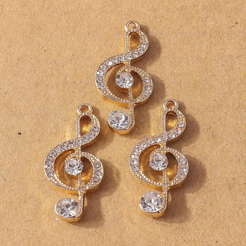 10pcs Crystal Music Note Charms Pendants for Jewelry Making DIY