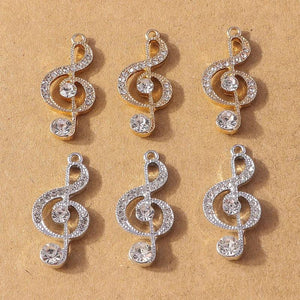 10pcs Crystal Music Note Charms Pendants for Jewelry Making DIY