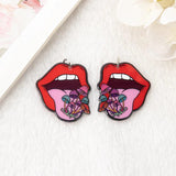 8Pcs Rainbow Fish Charms Acrylic Lips Mushroom Pendant Necklace Earring DIY