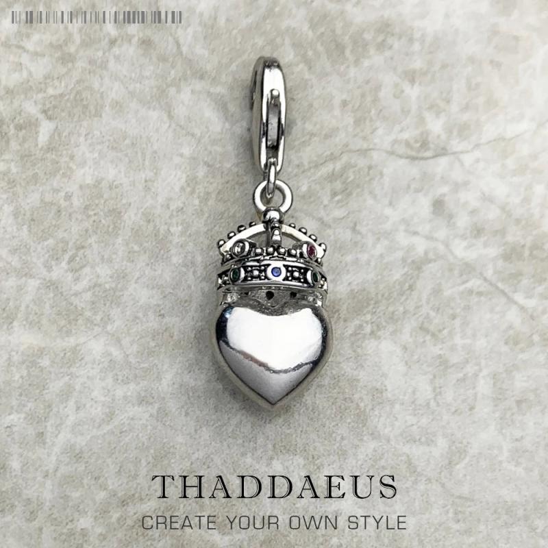 925 Silver Crown Heart Pendant Charm for Women Men