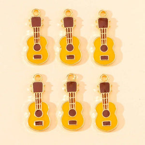 20Pcs 9*23mm Enamel Guitar Music Charms Earrings Pendant Women Jewerly Making
