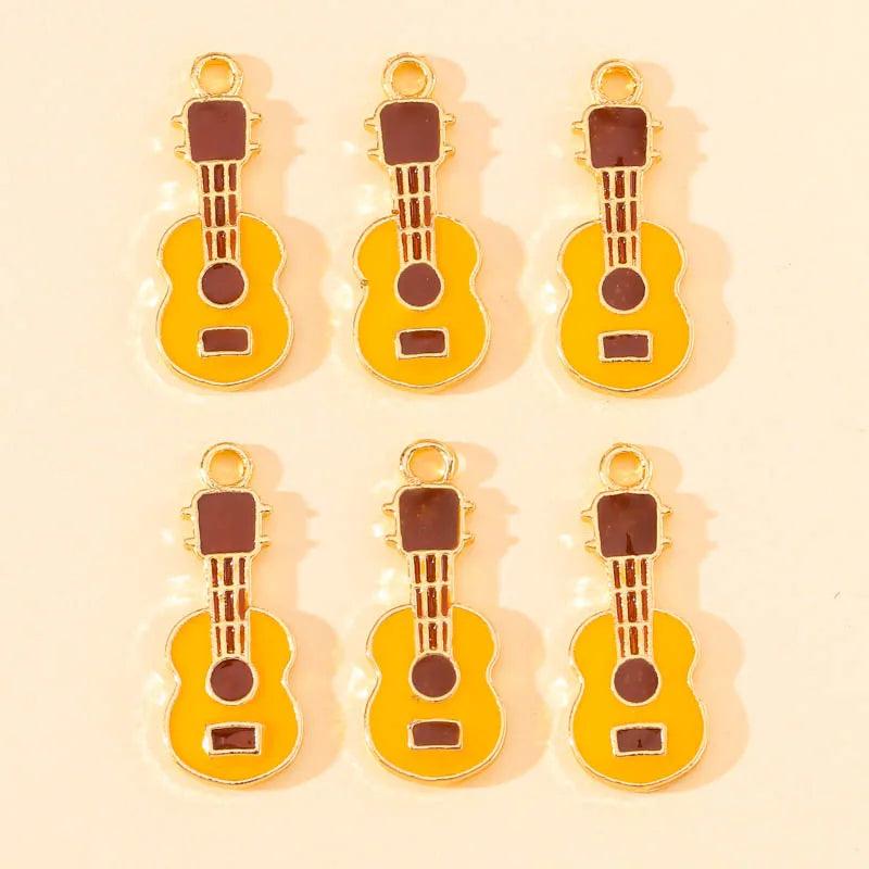 20Pcs 9*23mm Enamel Guitar Music Charms Earrings Pendant Women Jewerly Making