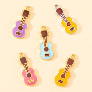 20Pcs 9*23mm Enamel Guitar Music Charms Earrings Pendant Women Jewerly Making