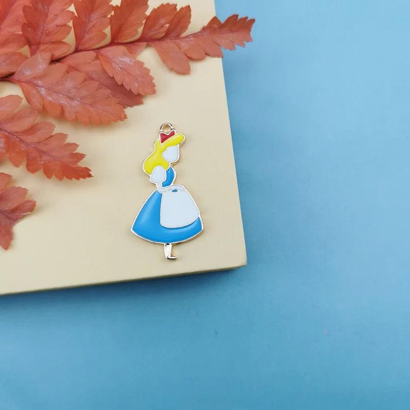 10 Cartoon Maid Girl Pretty Pendants Enamel Charm