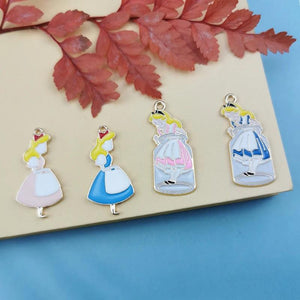 10 Cartoon Maid Girl Pretty Pendants Enamel Charm