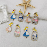 10 Cartoon Maid Girl Pretty Pendants Enamel Charm