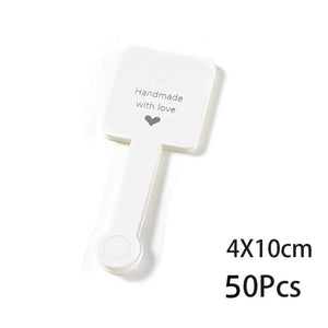 50Pcs 4x10cm Fold Over Paper Cardboard Keychain Self Adhesive Necklace Tags DIY