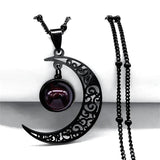 Moon Stainless Steel Women Necklace Class Bead Chain Jewelry collier femme