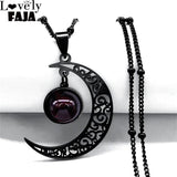 Moon Stainless Steel Women Necklace Class Bead Chain Jewelry collier femme