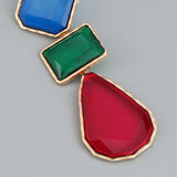 Colorful Square Water Drop Resin Earrings Statement Party Jewelry