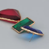 Colorful Square Water Drop Resin Earrings Statement Party Jewelry
