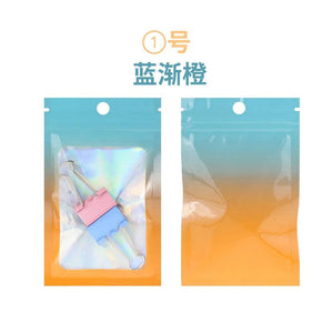 50pcs Gradient Holographic Laser Foil Bags Resealable Zip lock Bags