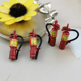 6pcs Fire Extinguisher Enamel Charms Metal Pendant DIY Jewelry Making