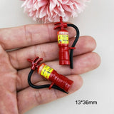 6pcs Fire Extinguisher Enamel Charms Metal Pendant DIY Jewelry Making