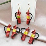 6pcs Fire Extinguisher Enamel Charms Metal Pendant DIY Jewelry Making