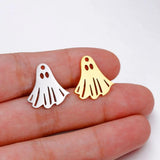 5Pcs Halloween Ghost Spirit Charms Stainless Steel DIY Jewelry Making Supplies