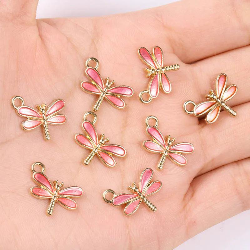 20Pcs Mini Enamel Dragonfly Pendants for Jewelry Making DIY Earrings Bracelet